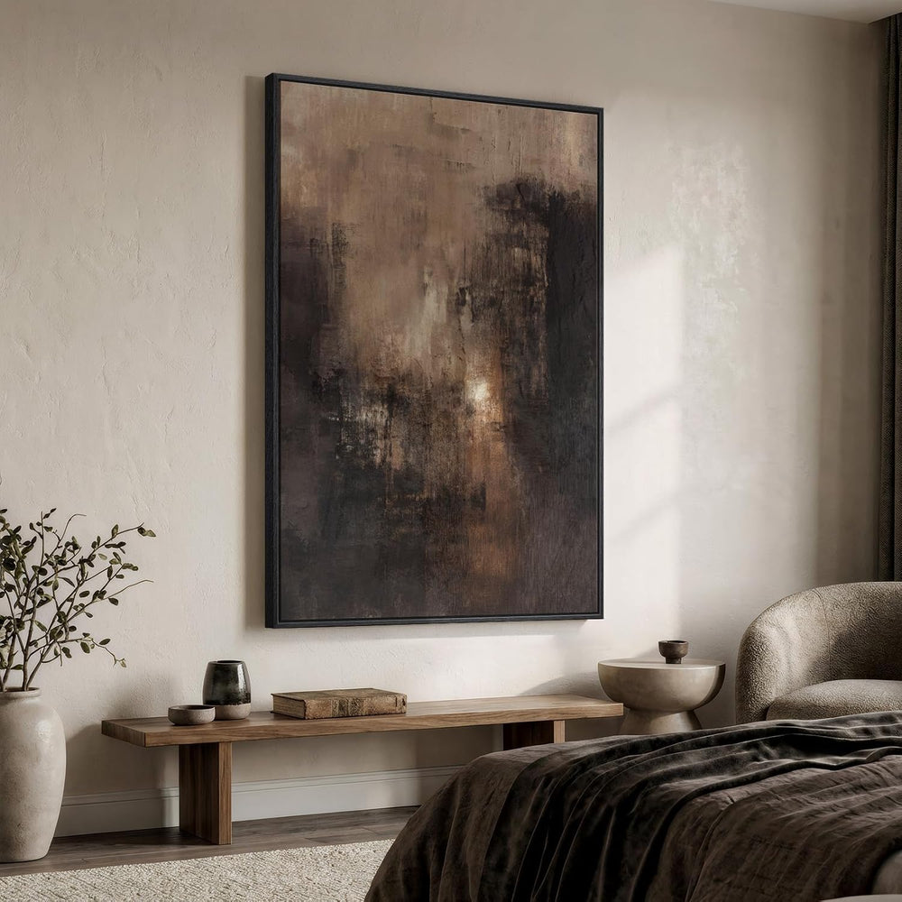Extra Large Framed Brown Abstract Wall Art for Living Room, Vertical 40x60
