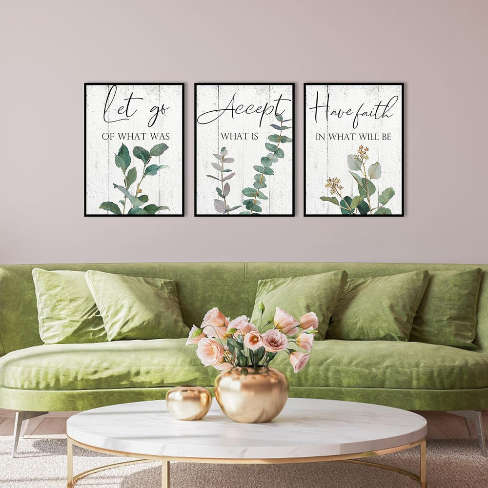 1 KINGO Inspirational Boho Eucalyptus Wall Art 12"x16" Set of 3