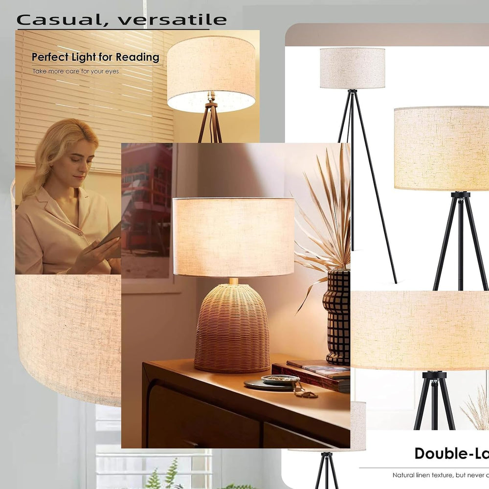 2PCS Natural linen lamp shades Modern Beige Gray Lampshade