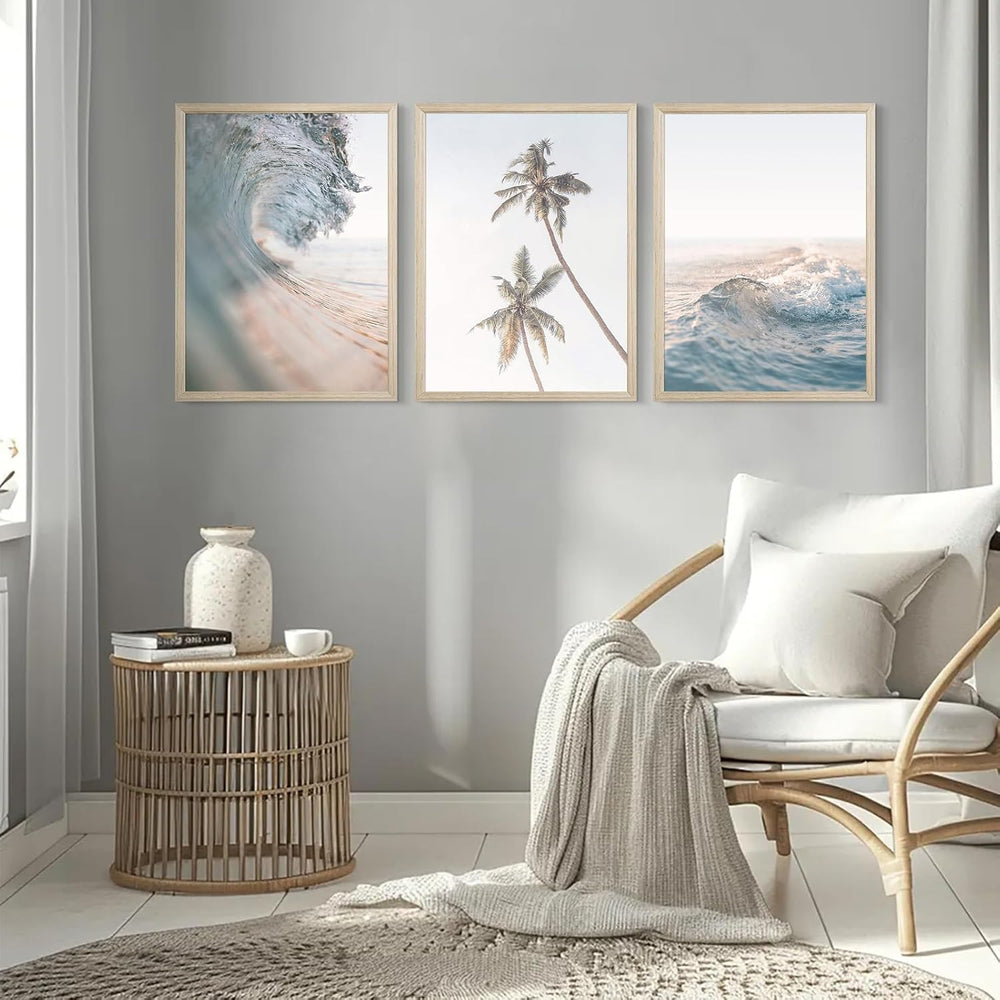 Lhoiplme Beach Wall Art Decor Coastal Ocean Poster Palm Tree Canvas Wall Deco...