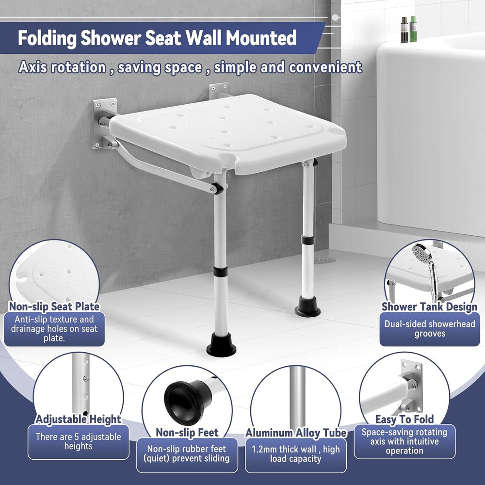TYYIHUA Folding Shower Seat Wall Mounted, Shower Chair for Inside Shower