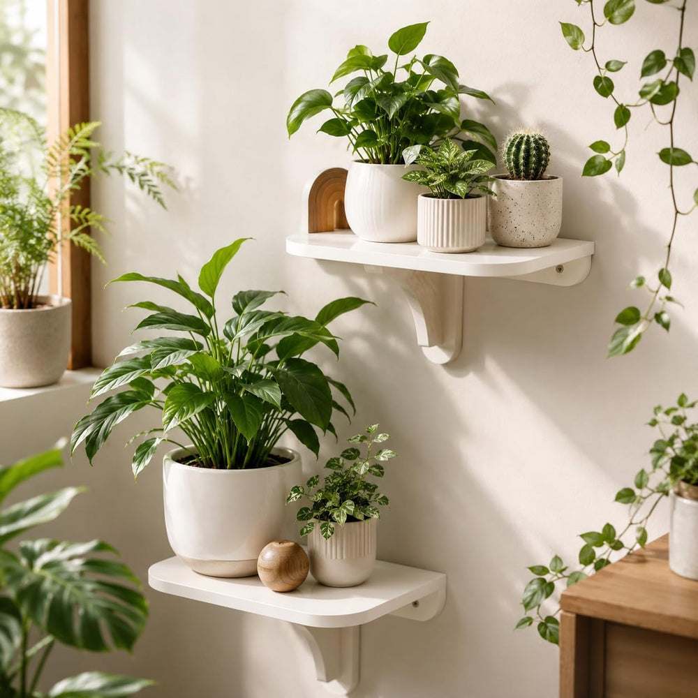 WELLAND 11.8" x 8.25" White Wall Mounted Desk Small Floating Shelve...