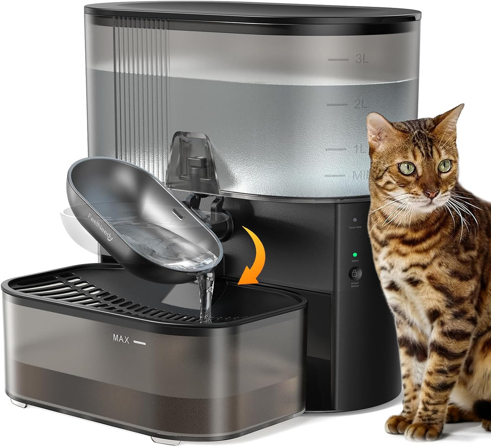 Wireless Cat Water Fountain No Filters, Wastewater Separation, FEELNEEDY Stai...