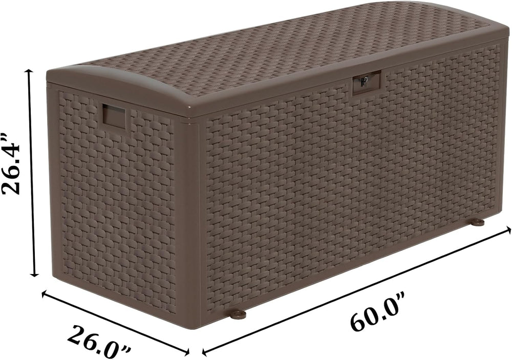 Outdoor Storage Box Waterproof, 180 Gallon Pro Lockable Resin Deck Box Large,...