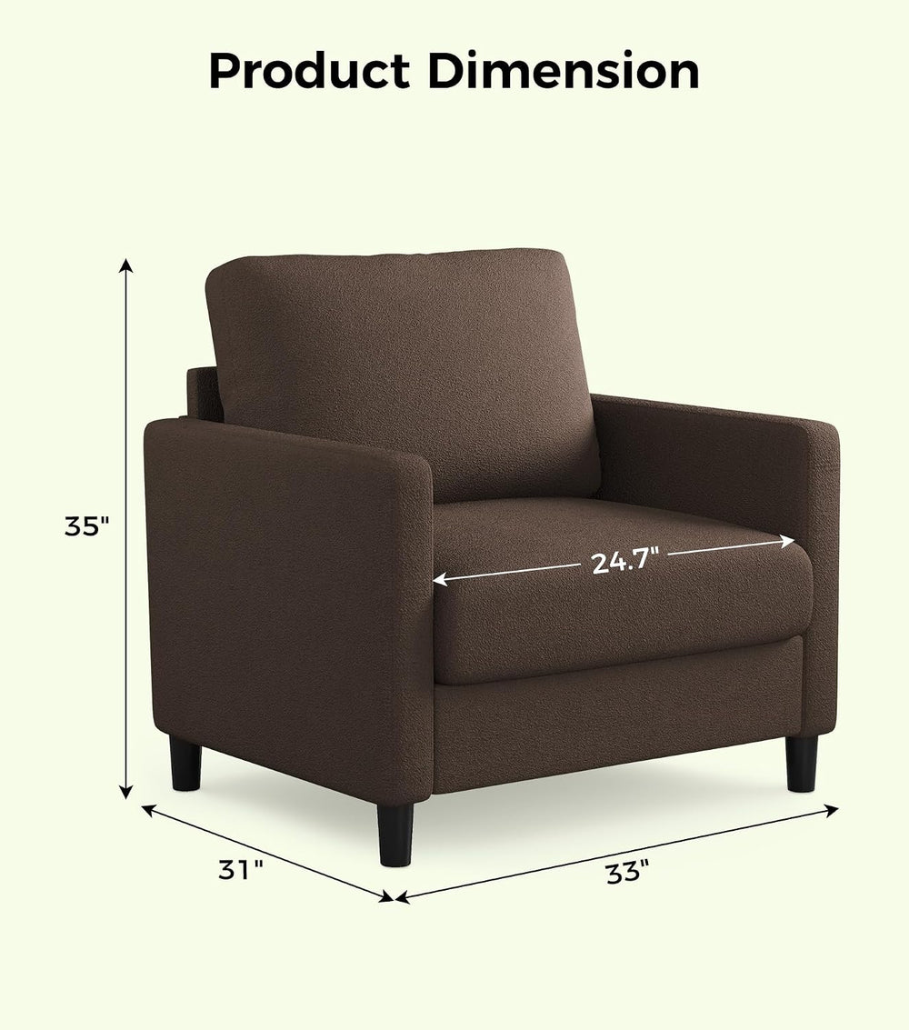 Welzona Sofa Accent Chair, 33" Reading Chair, Comfy Teddy Arm Chairs
