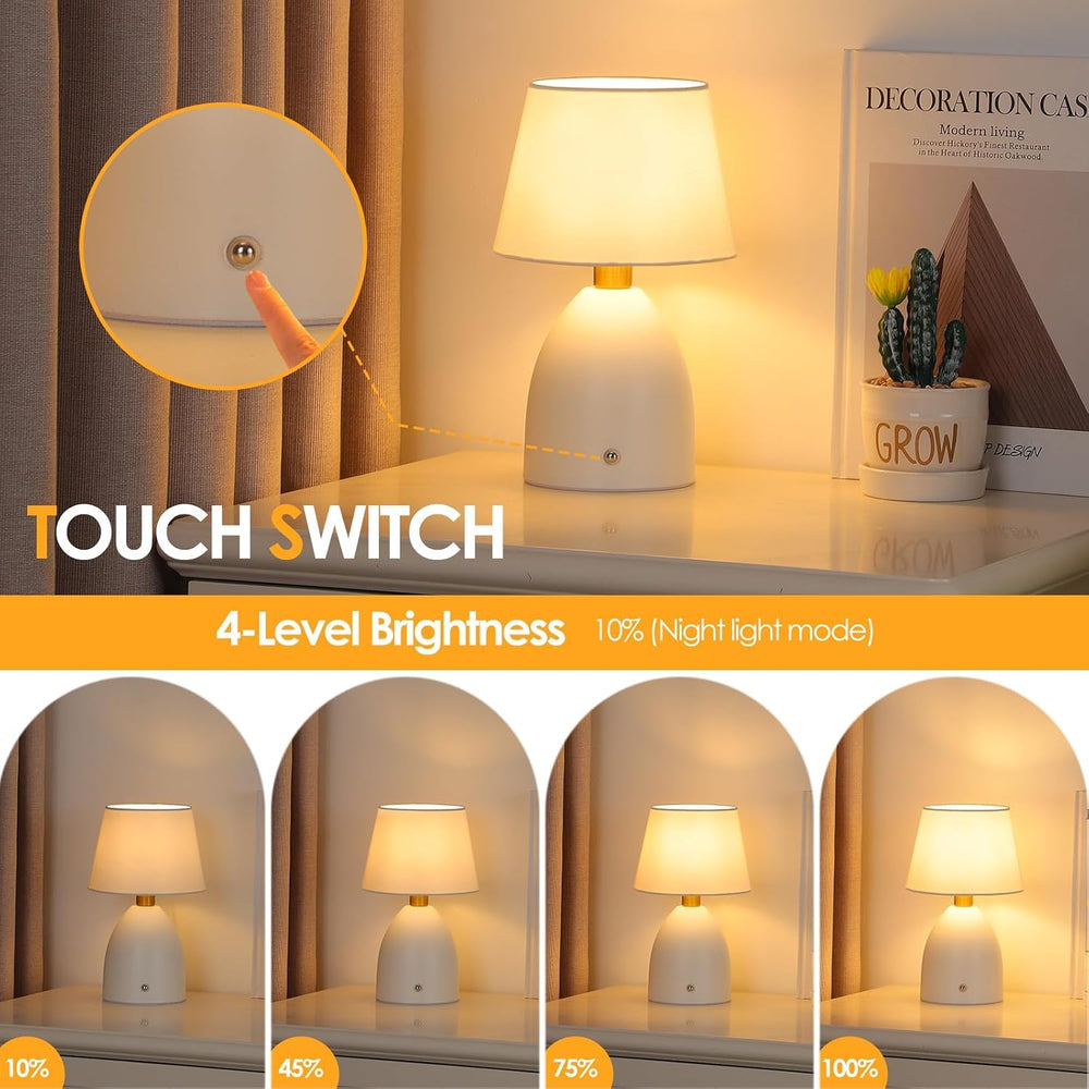 GGOYING Cordless Table Lamp, 5400mAH Battery Operated 4-Way Dimmable 2 Pack