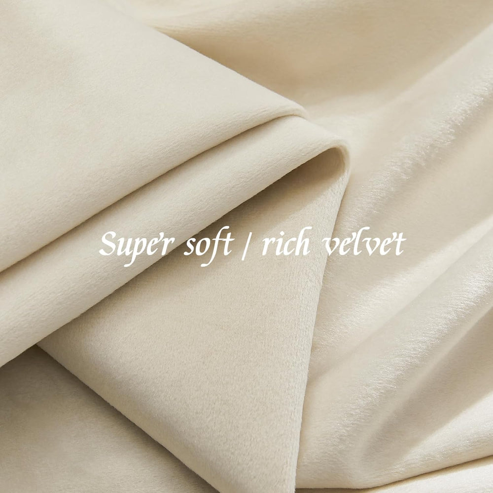 Nemia Ivory White Velvet Curtains Thermal Insulated Blackout Curtain for Bedr...