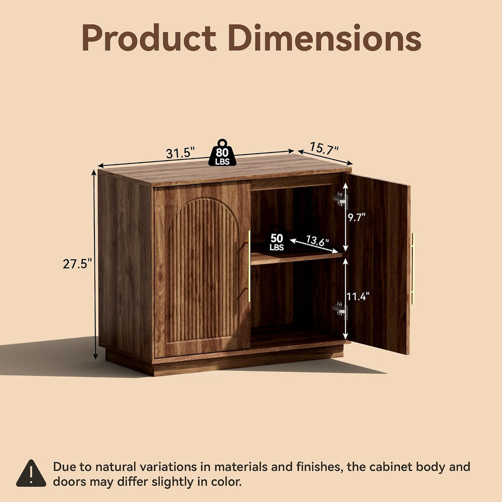 Modern Buffet Cabinet with Storage, 31.5”Sideboard Cabinet, Walnut