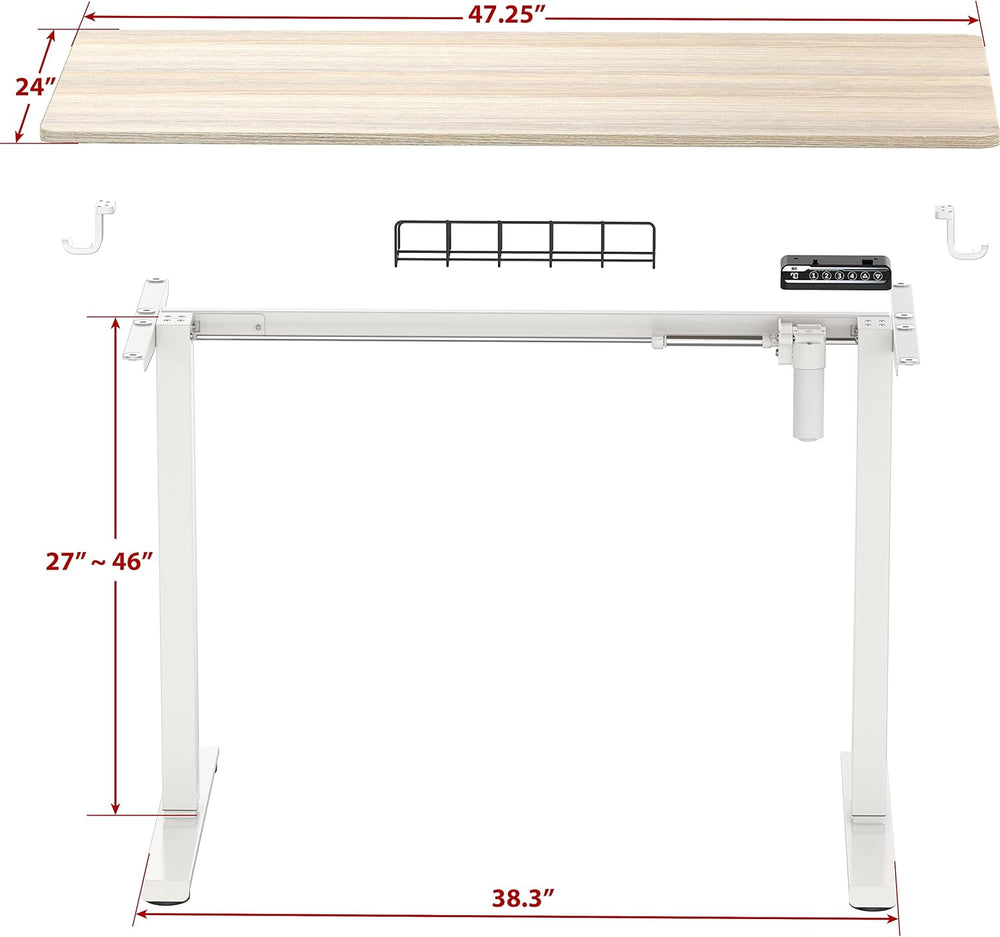 SHW 48-Inch Electric Height Adjustable Sit to Stand Desk, Maple