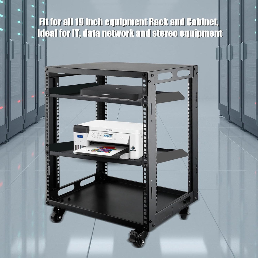 1U Server Rack Shelf, 10" Mounting Depth, Vented Rack Mount Shelf Cantil...
