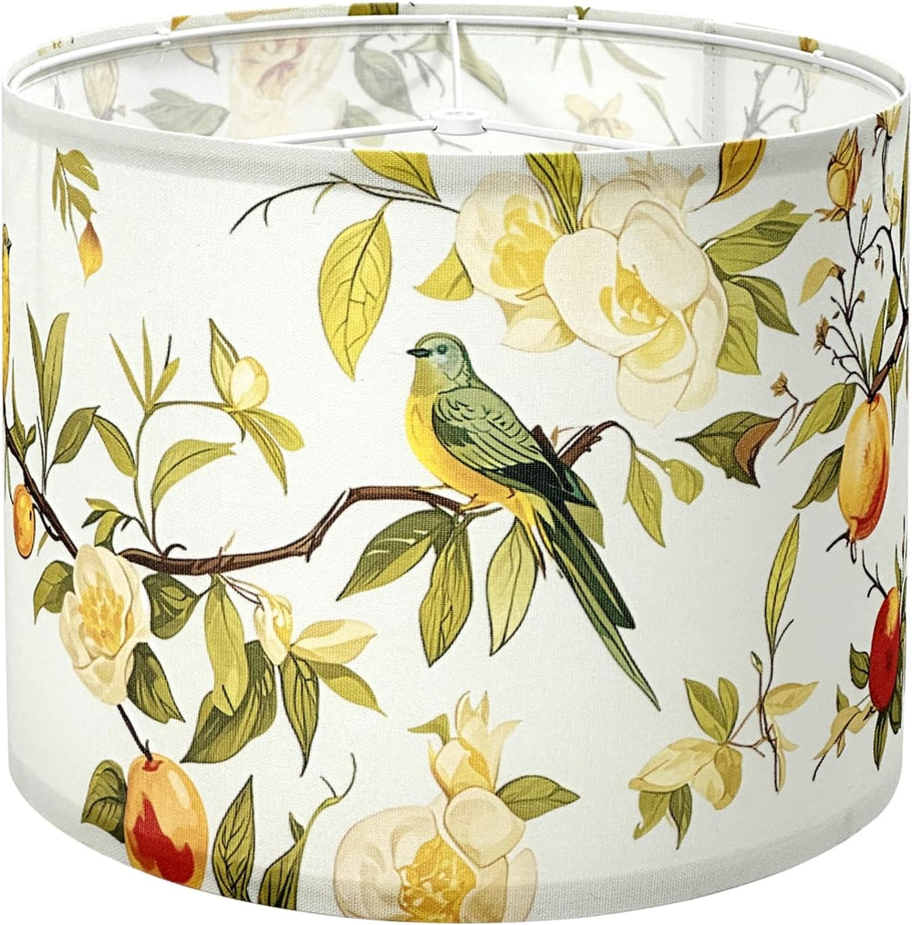 Drum Lamp Shade, Floral Bird, 13 x 13 x 10 Inch