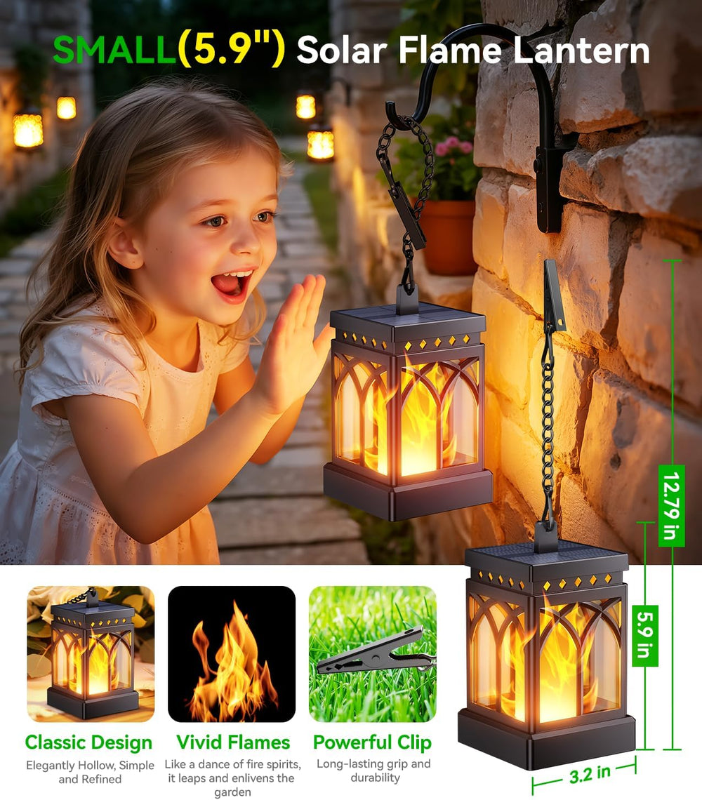 KOOPER 4 Pack Solar Lanterns Outdoor, Flickering Flame Halloween Decor