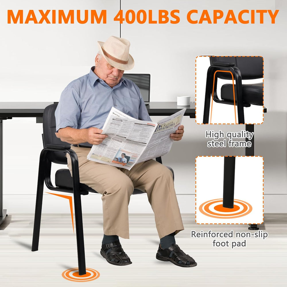 CLATINA Big & Tall 400 lbs Waiting Room Guest Chair, Leather Office Recep...