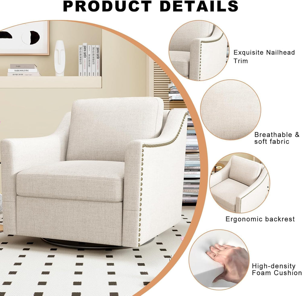 Swivel Accent Chair Set of 2,Armchair,Bronze Nail Decoration Comfy Living Roo...
