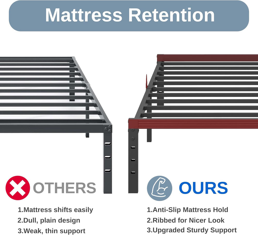ZIYOO 14 Inch Metal Twin XL Bed Frame with Mattress Anti-Slip Design, No Box ...