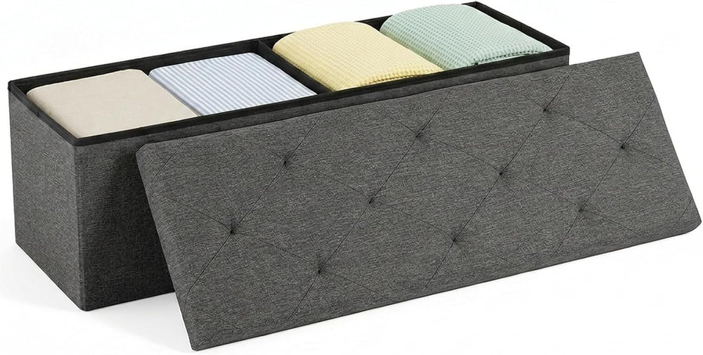 DUMOS 43 Inch Foldable Storage Ottoman Bench, Large Ottoman with Storage
