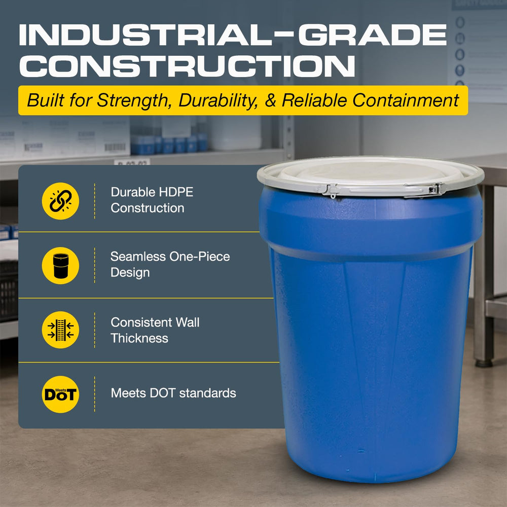 Eagle Plastic Drum, 30 Gallon Drum, DOT Compliant, Made in USA, Blue