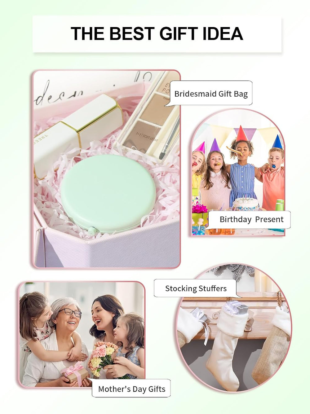 24 Pieces Compact Mirror Bulk, 1x/2x Pocket Mirror, Cyan