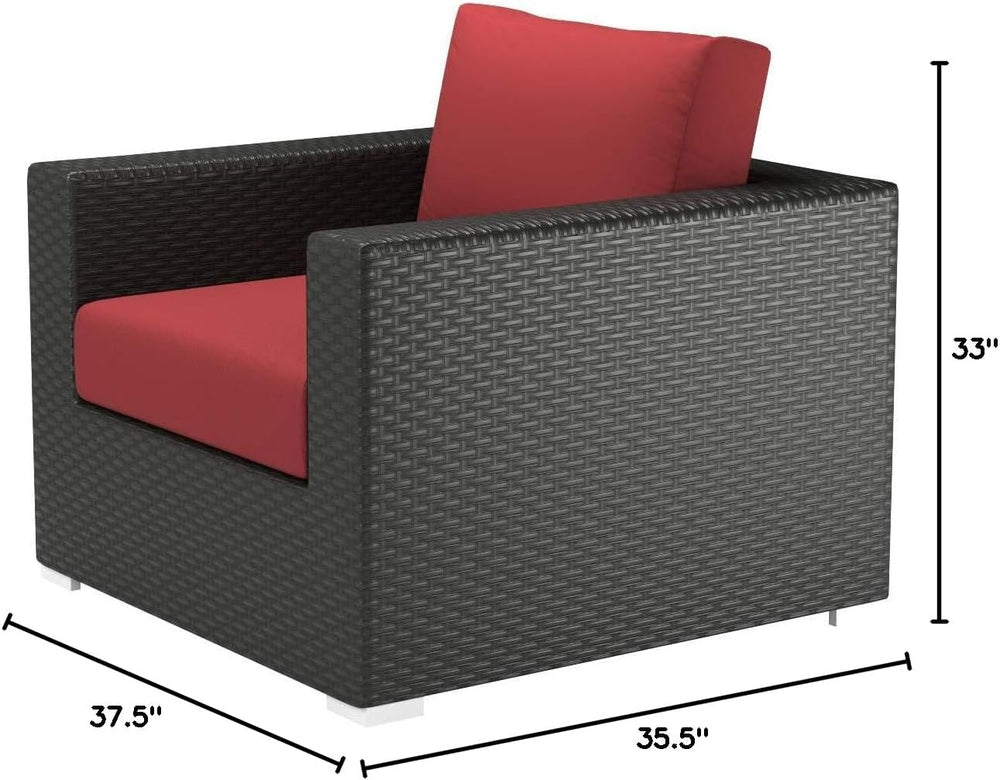 Modway EEI-1850-CHC-RED Sojourn Wicker Rattan Outdoor Patio Sunbrella Fabric,...