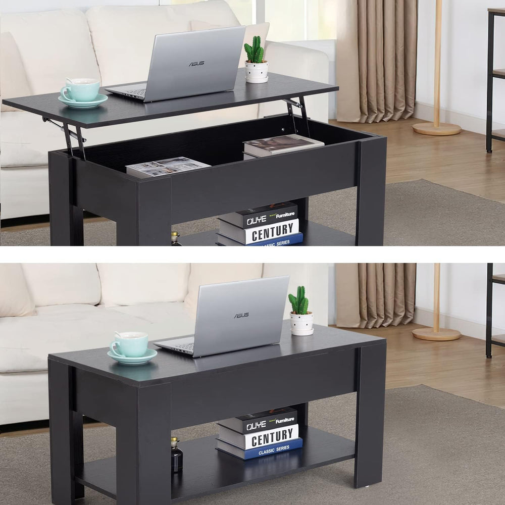FDW | 39.4" Lift Top Coffee Table | Black | with Hidden Storage