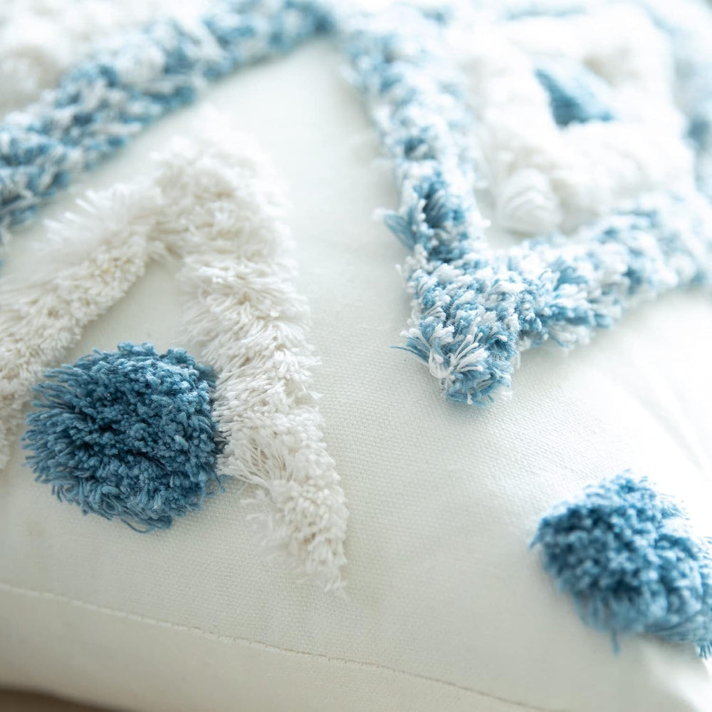 Set of 2 Cotton Woven Boho Throw Pillow Covers, Tufted Decorative Square Pill...