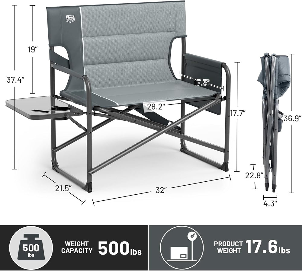 Timber Ridge XXL Director’s Chair – Heavy Duty Folding Camping Chair for Adul...