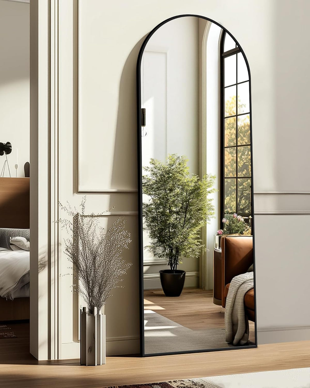 Arched Full Length Mirror, 56"x15" Standing Body Mirror for Wall, B...