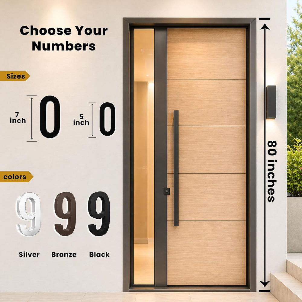 7 Inch Backlit LED House Number, 5000K White Light, ABS (2, Black)