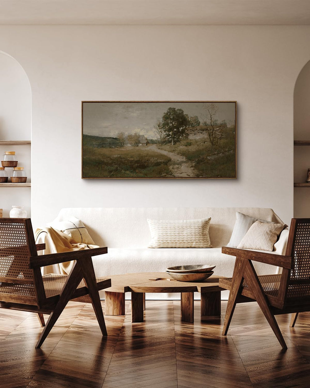 InSimSea Extra Large Framed Vintage Wall Art, Rustic Landscape,48x24in