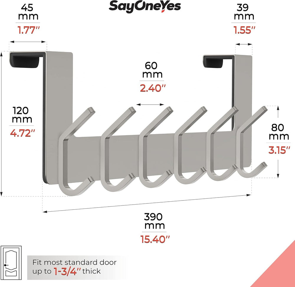 Brushed Nickel Over The Door Hooks, Heavy Duty Stainless Steel Door Hanger wi...
