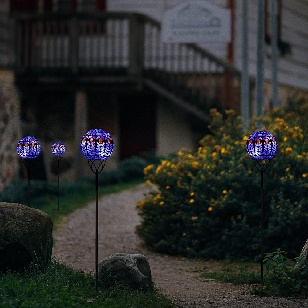 Afirst Solar Outdoor Decorative Light, Mosaic Ball Stake for Yard Decor, 6"