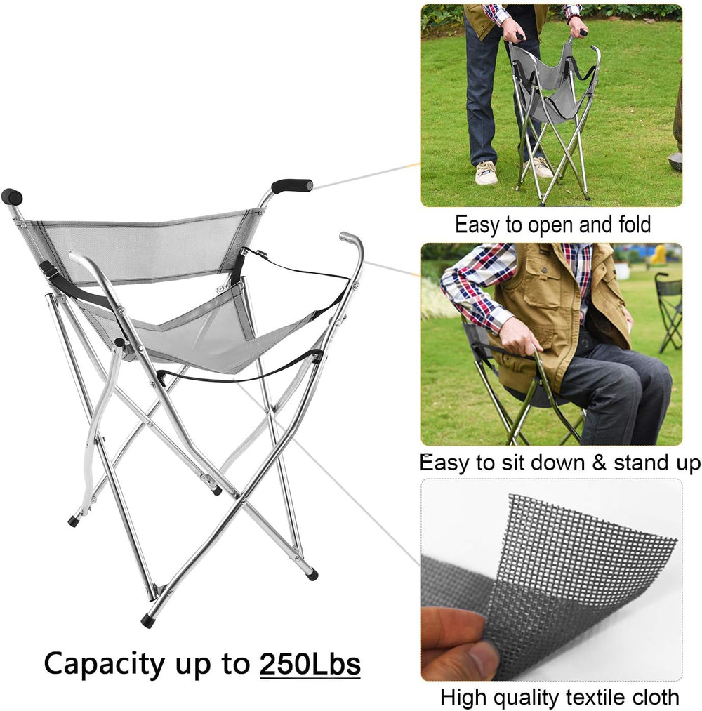 Walking Stick Chair Seat - Folding Camping Cane Portable Stool Heavy Duty Aid...
