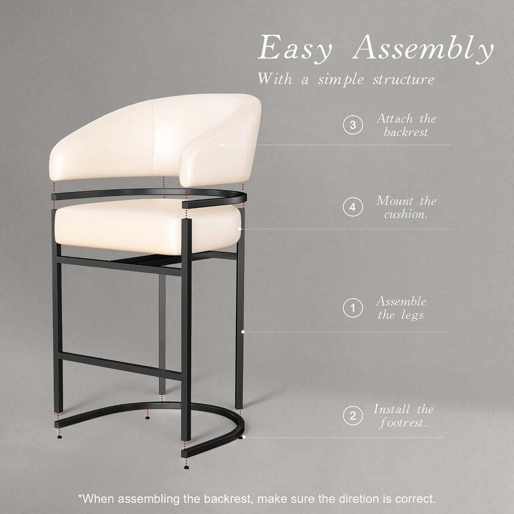 Modern Counter Height Bar Stools,Bar Stools Set of 3,PU Leather Upholstered B...