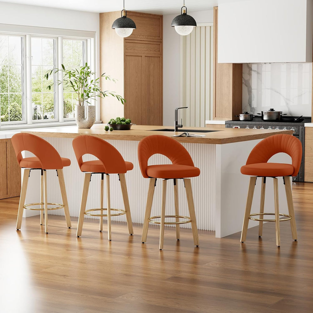 Bar Stools Set of 2, Swivel Counter Height Bar Stools with Bentwood Legs,Meta...