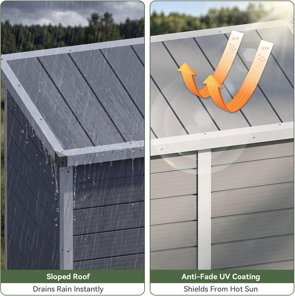 Aoxun 55 Cuft Outdoor Tall Storage Shed, 5×3 Ft Vertical Shed with Floor &...
