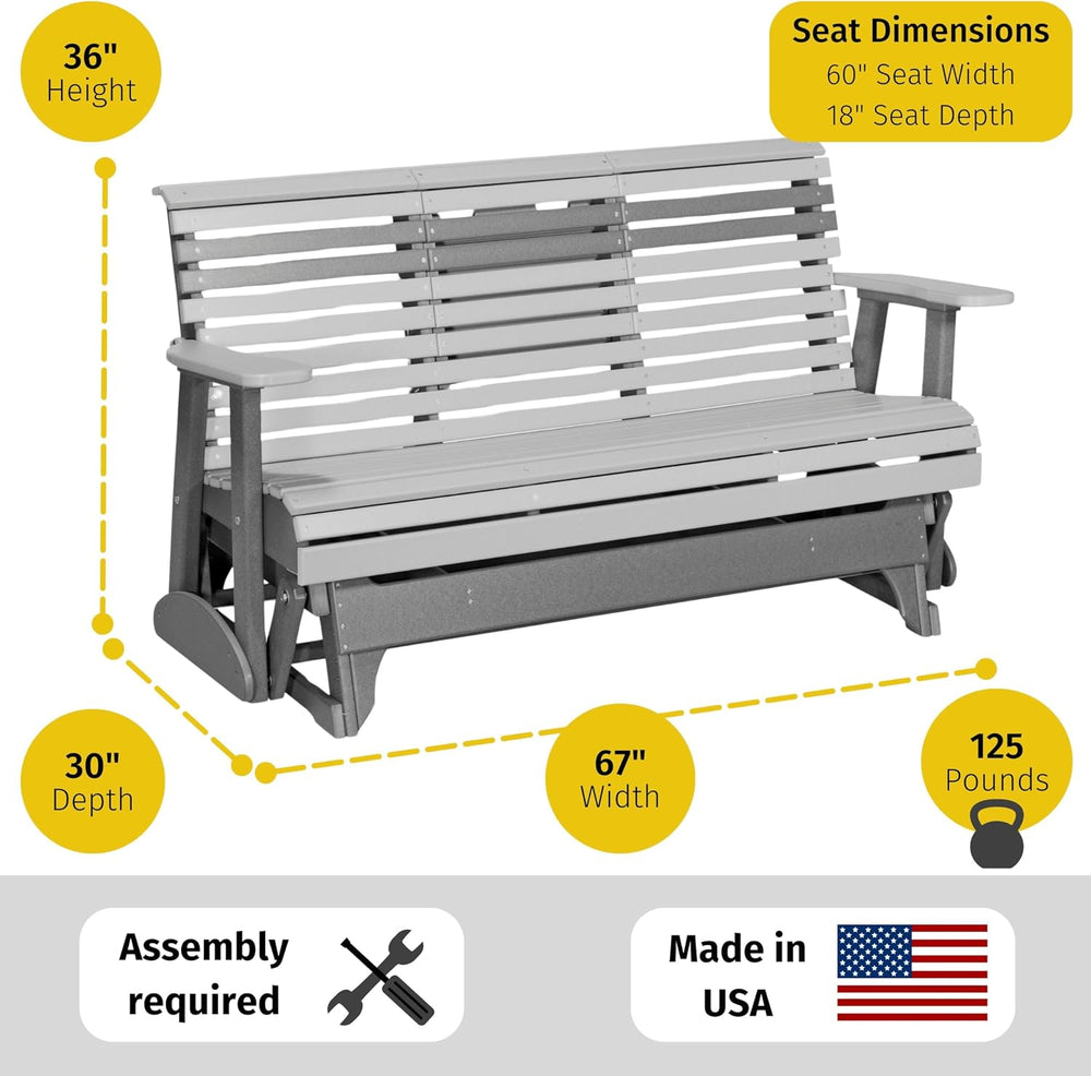 LuxCraft Plain Glider - 5' - Available in 14 Colors (Cedar on Black)