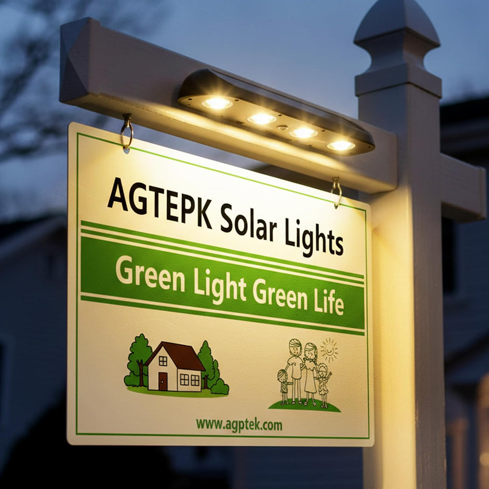 AGPTEK Solar Address Sign Light with 3 Color Temps (3000K/6000K) 2 Pack
