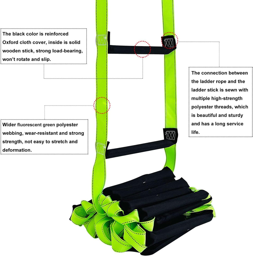 Fire Escape Ladder with 2 Heavy Hooks, 26.5 Feet Emergency Ladder 3 Story