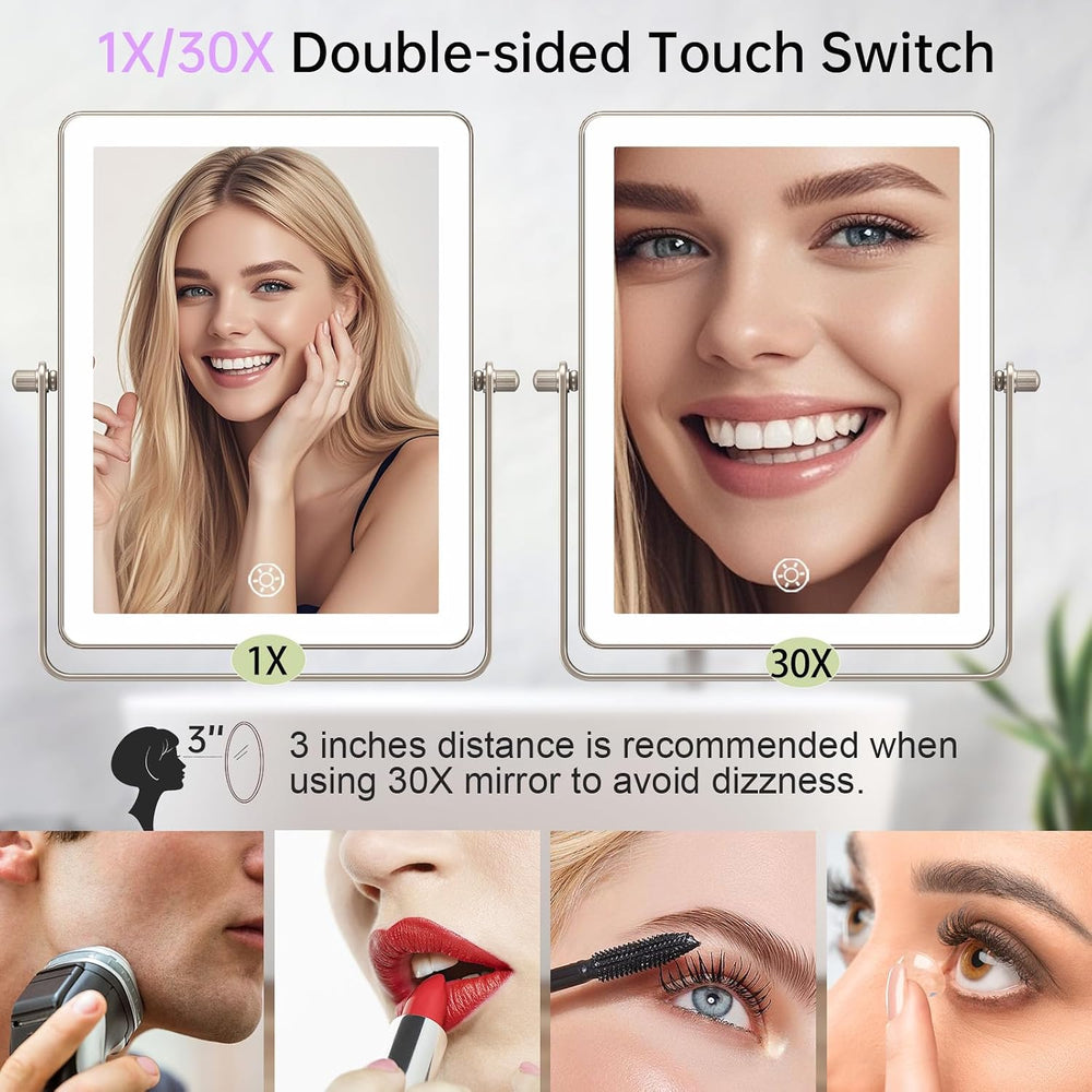 FASCINATE 8.7" 5000mAh Rechargeable Wall Mounted Makeup Mirror (Nickel)