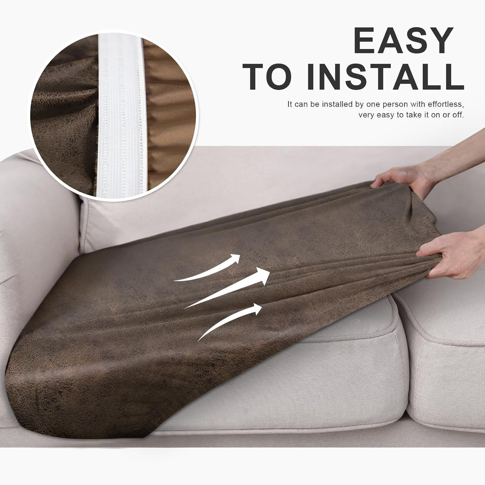 molasofa Leather Look Couch Cushion Covers, Stretch Sofa Cushion Covers for S...