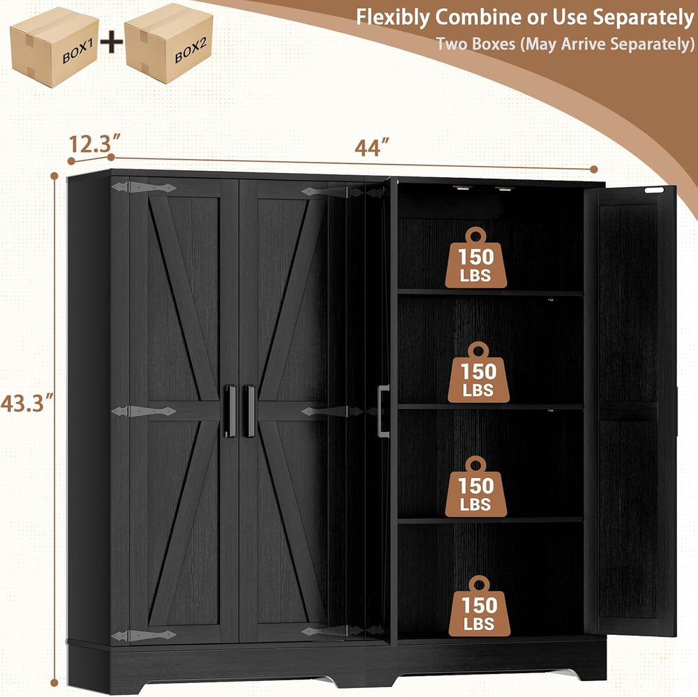 Unikito Kitchen Pantry Storage Cabinet with Adjustable Shelves, Black