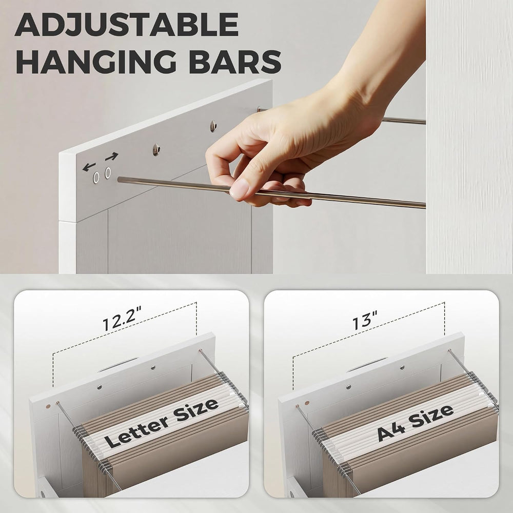 HOMCOM 3 Drawer File Cabinet Printer Stand Silent Slides Distressed White