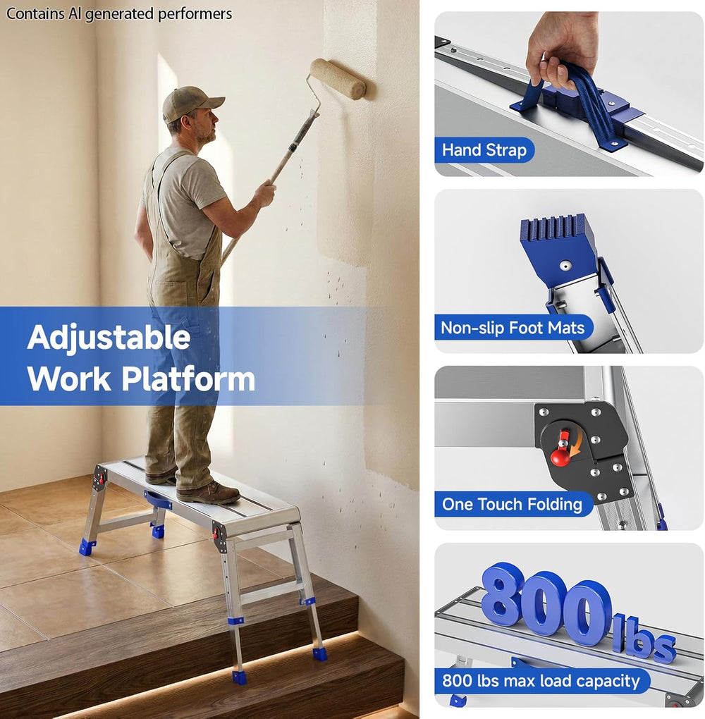 Loyoda Folding Work Platform for Adults, Portable Aluminum Step Stool 800lb