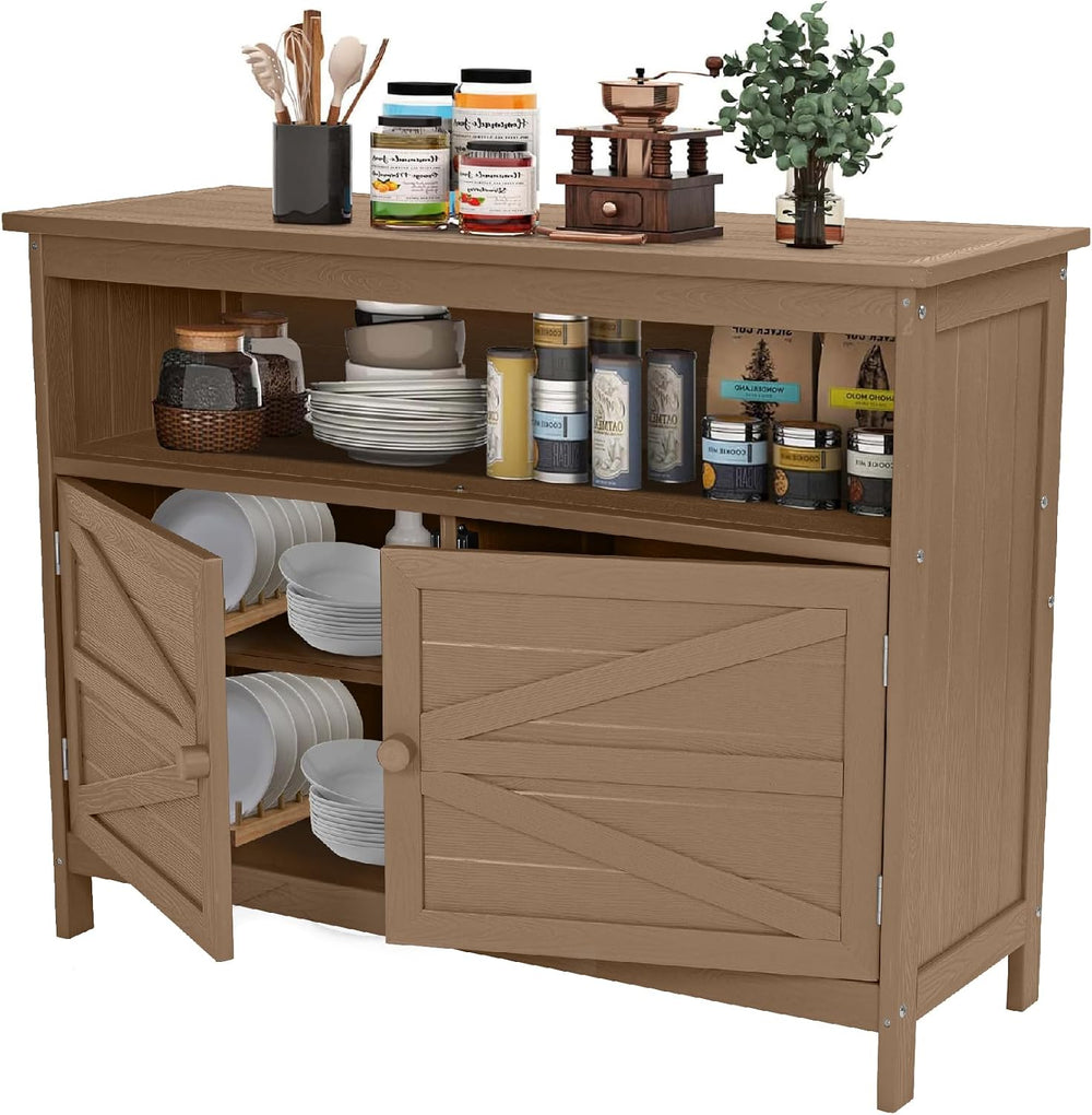 HIPS All-Weather Outdoor Storage Cabinet,Outdoor Sideboard with Magnetic Door...