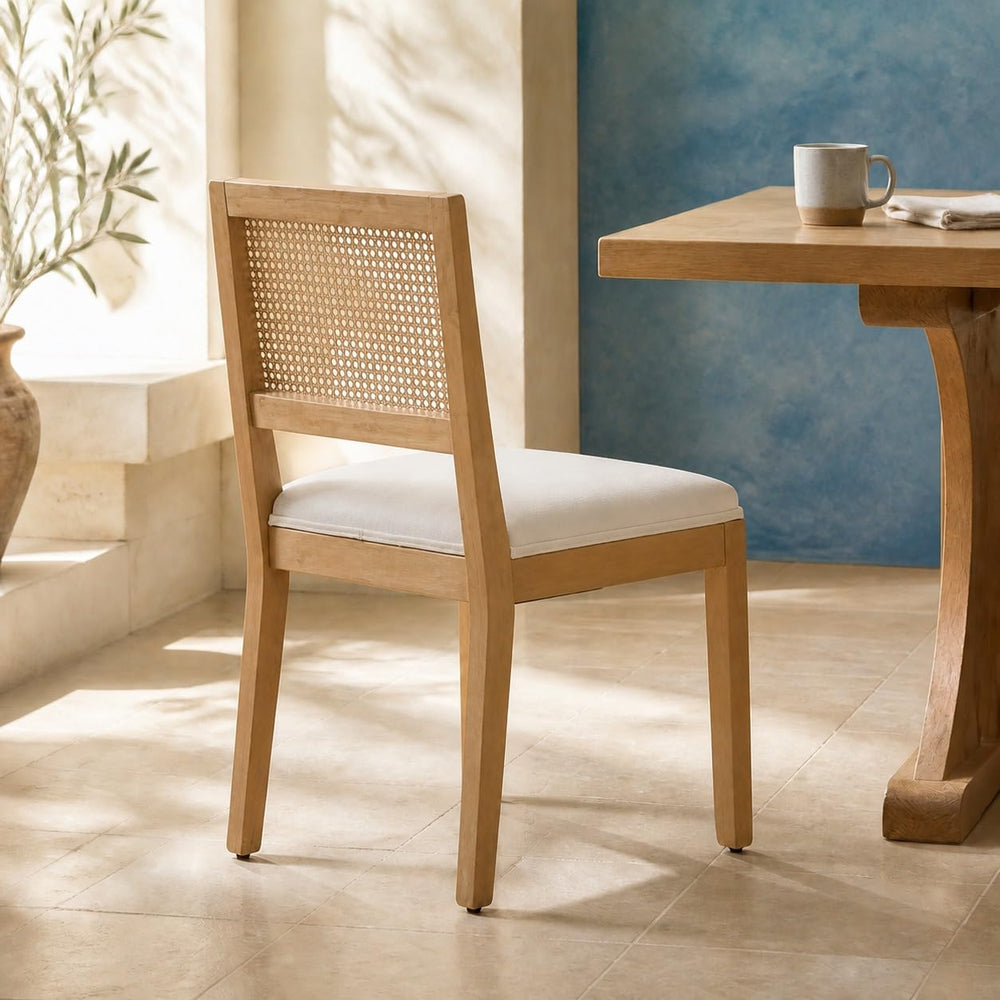 ODUSE-DAILY French Country Rattan Dining Chairs Set of 4, Beige Farmhouse Kit...