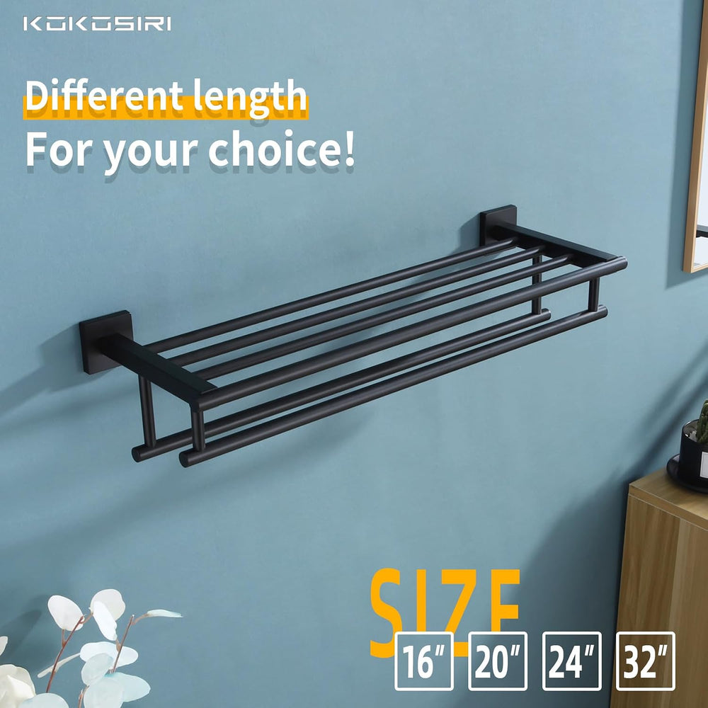 KOKOSIRI Bath Towel Rack with Double Towel Bars Bathroom Towel Shelf 24 Inch ...