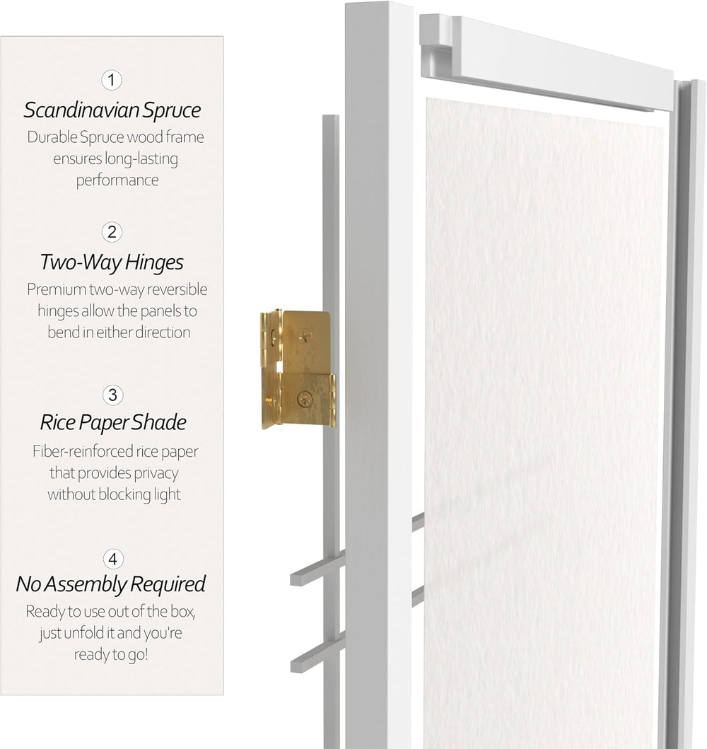 3 ft. Short Double Cross Shoji Screen - White - 6 Panels