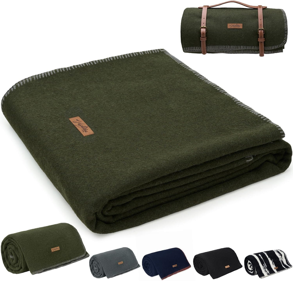 Molithe 100% Wool Blanket, 62" x 48", Warm, Thick, Military, Campin...