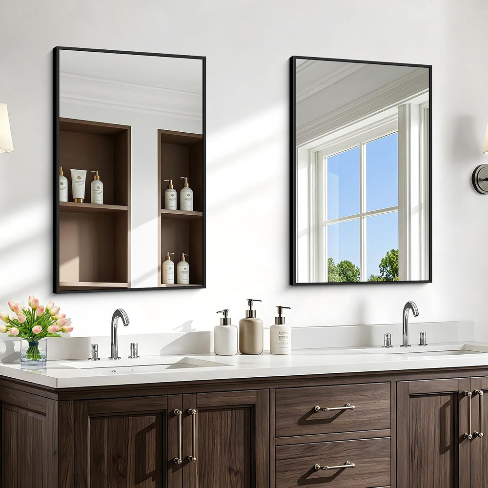 36" x 24" Bathroom Mirror, Bathroom Vanity Mirror-Black,