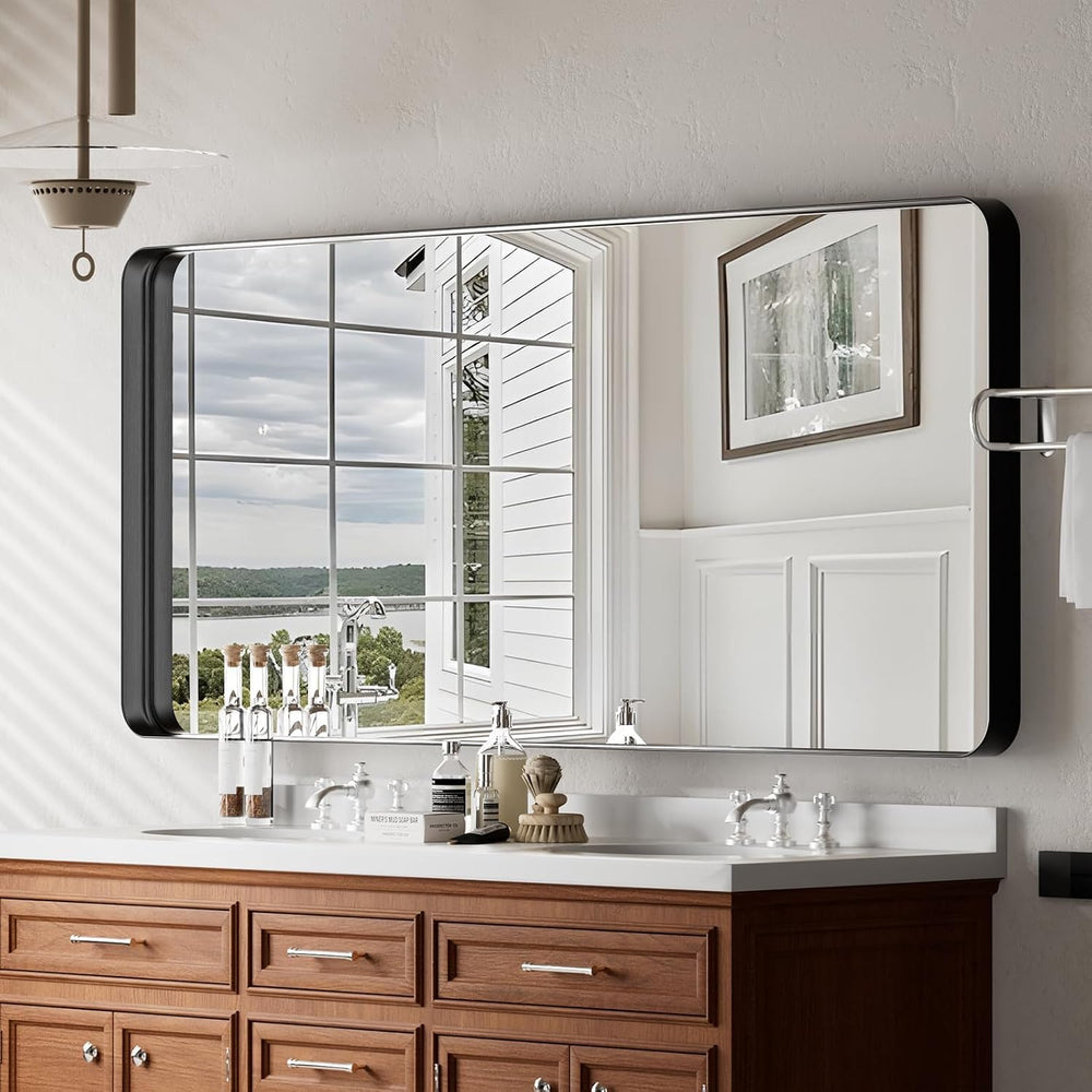 VooBang Bathroom Mirror 30"x48", Black Gorgeous Deep Frame Wall Mirror